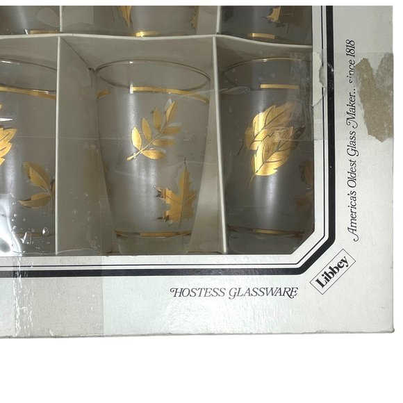 Vintage Libbey Hostess Glassware Golden Foliage Beverage Glass Set | Retro Glass - Picture 5 of 8